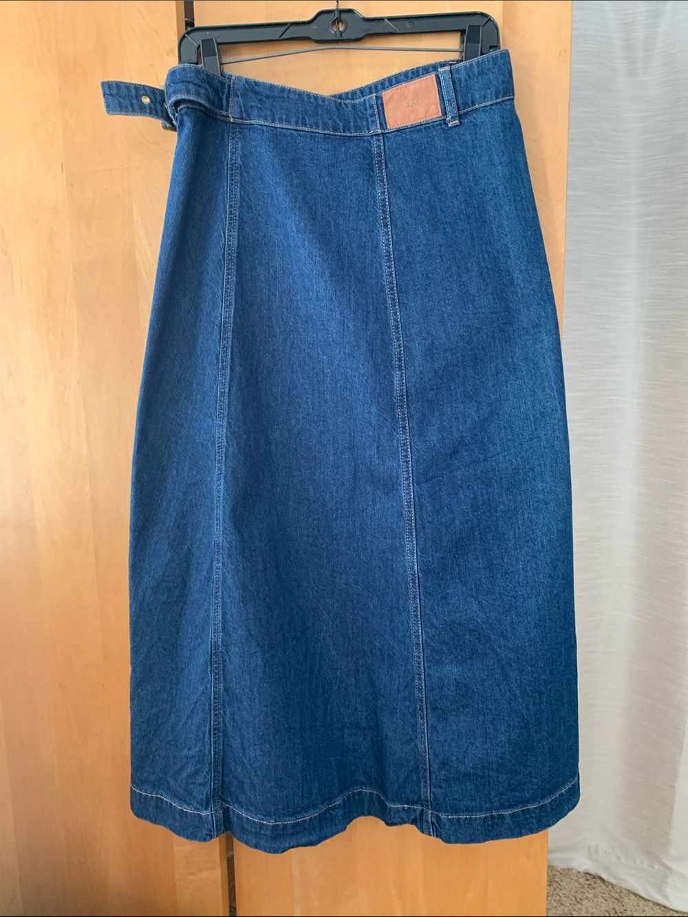 Zara Dark Blue Wrap Denim Midi Skirt - Picture 2 of 8